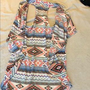 Woman’s patterned overcoat